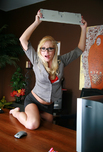 Aurora Snow - Aurora Snow in Naughty Office: Boss, Nerd, Desk, Office, Anal, Blonde, Glasses, Petite, Shaved, Small Tits